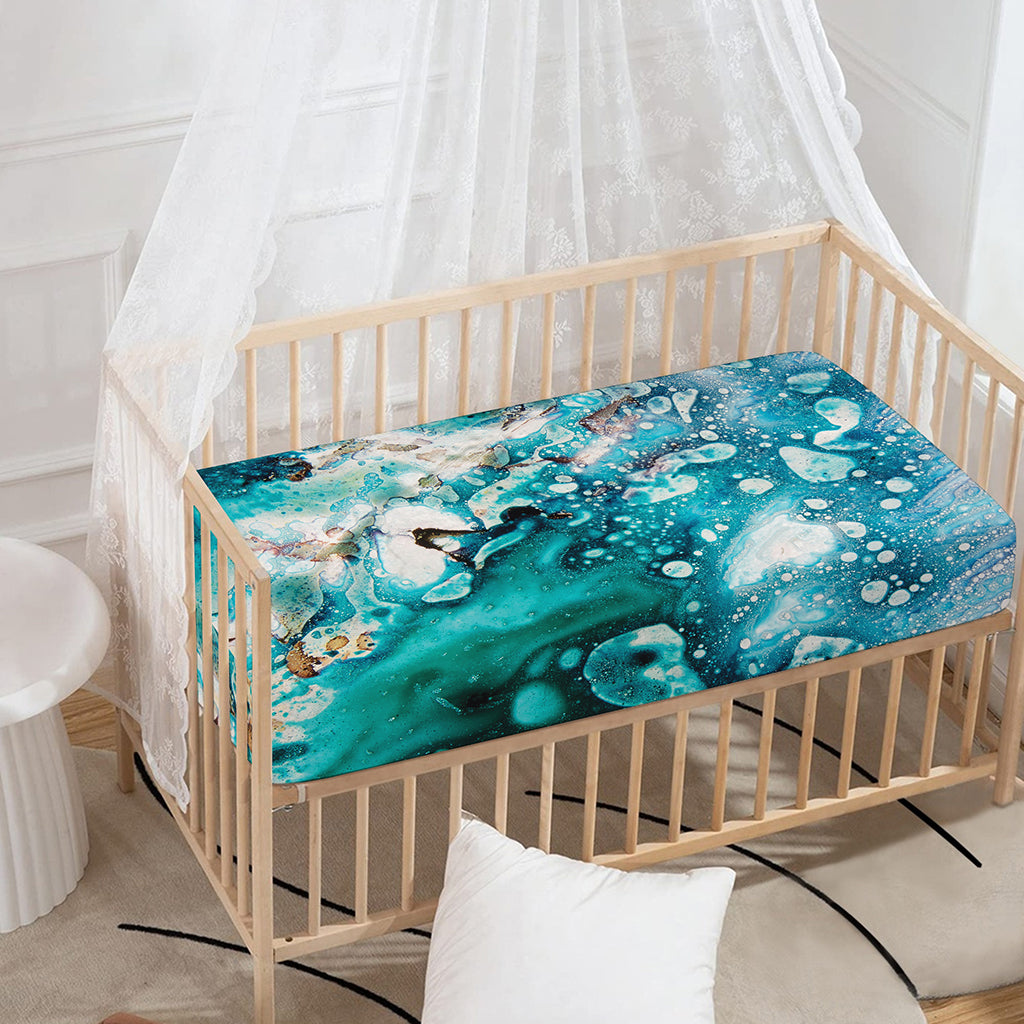 Blue Ocean Acid Melt Print Baby Crib Sheet