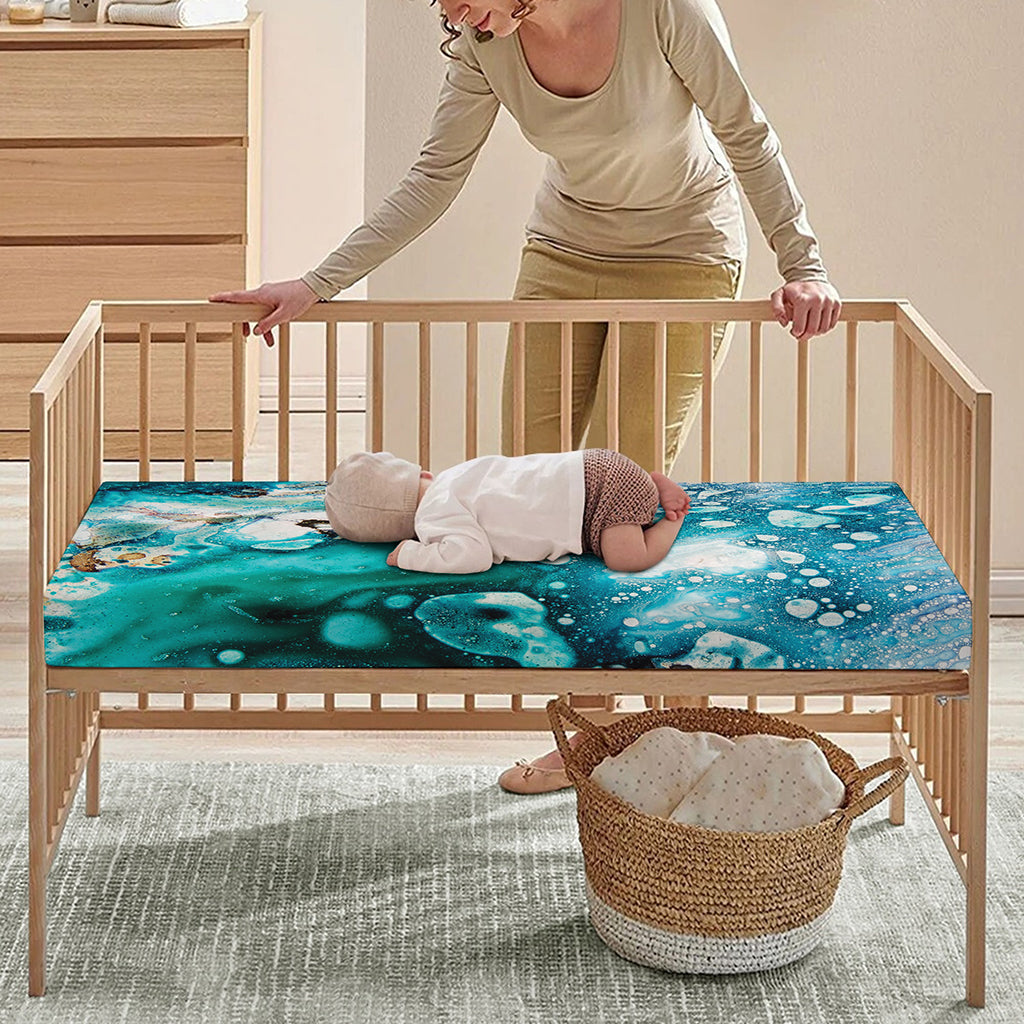 Blue Ocean Acid Melt Print Baby Crib Sheet