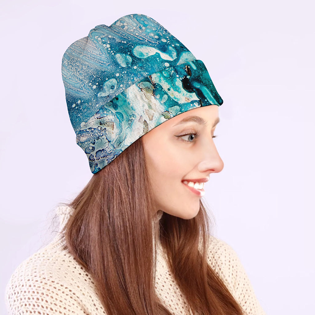 Blue Ocean Acid Melt Print Beanie