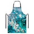 Blue Ocean Acid Melt Print Bib Apron With Pocket