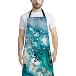 Blue Ocean Acid Melt Print Bib Apron With Pocket