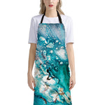 Blue Ocean Acid Melt Print Bib Apron With Pocket