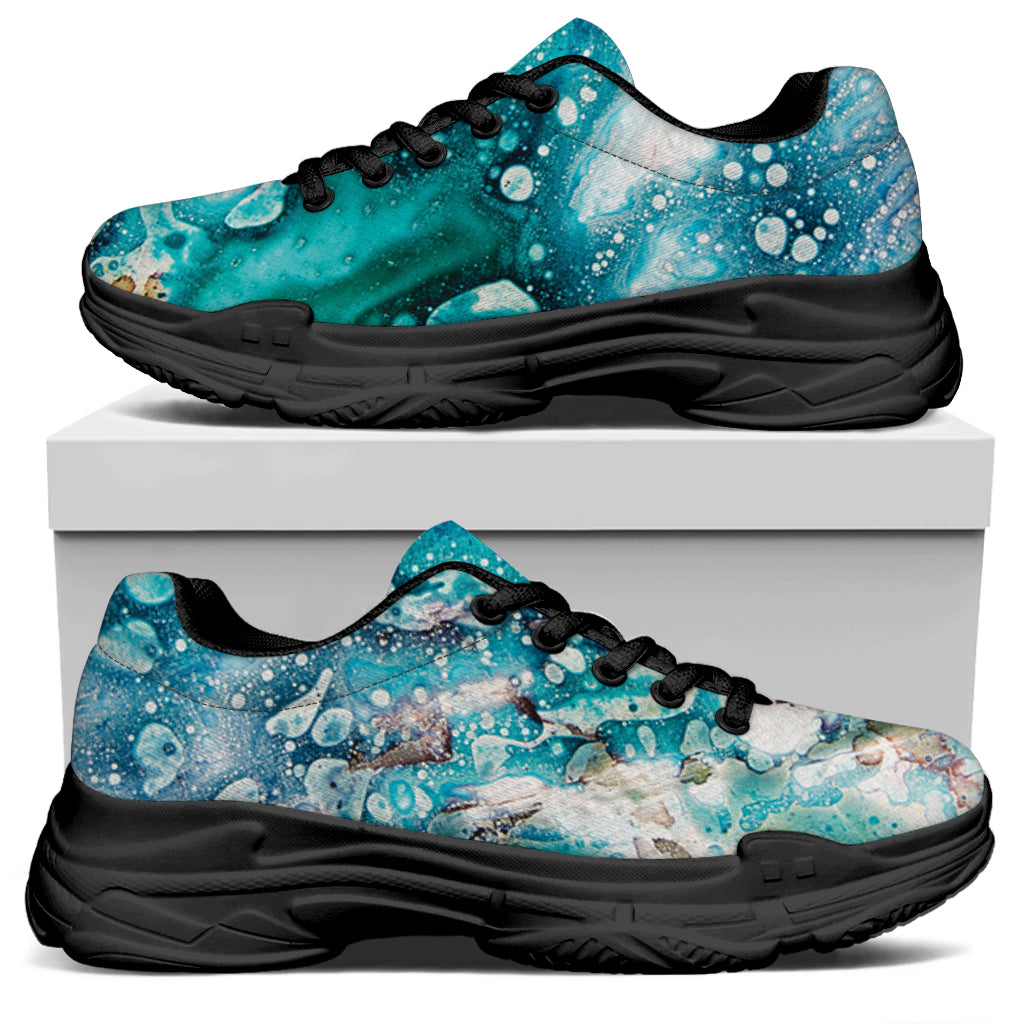 Blue Ocean Acid Melt Print Black Chunky Shoes