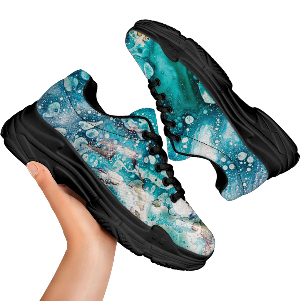 Blue Ocean Acid Melt Print Black Chunky Shoes