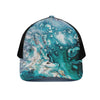 Blue Ocean Acid Melt Print Black Mesh Trucker Cap