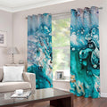 Blue Ocean Acid Melt Print Dimout Grommet Curtains