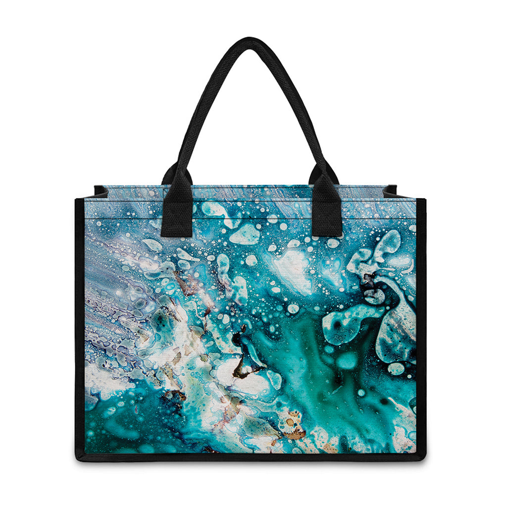 Blue Ocean Acid Melt Print Canvas Tote Bag