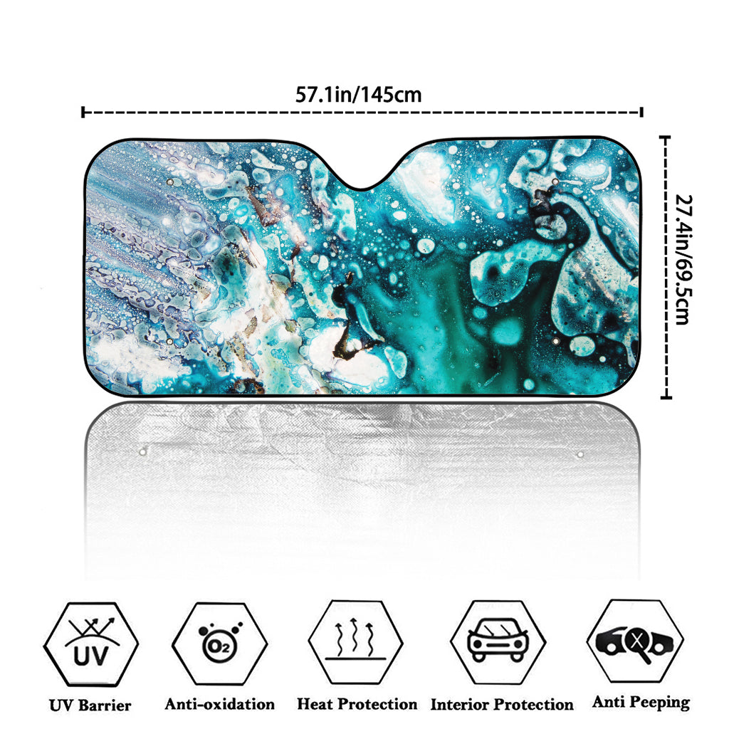 Blue Ocean Acid Melt Print Car Windshield Sun Shade
