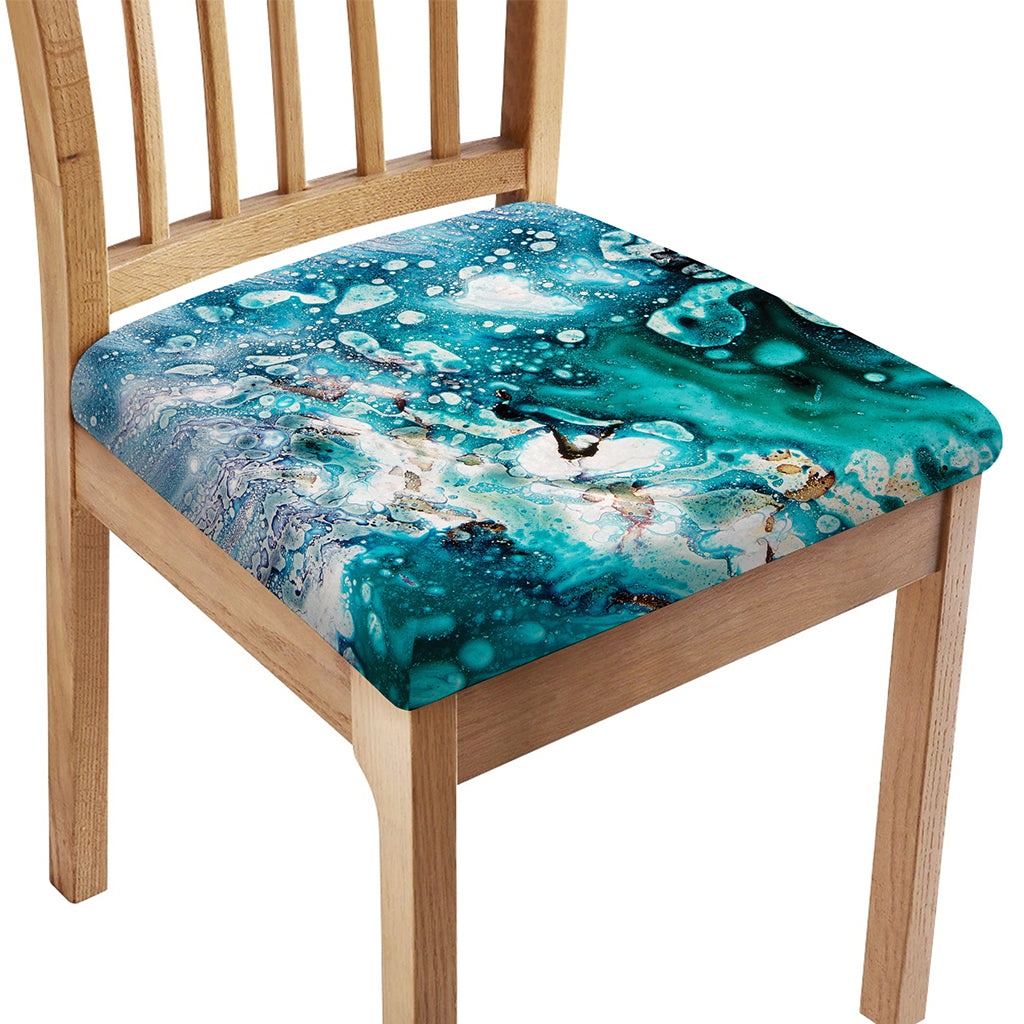 Blue Ocean Acid Melt Print Chair Cushion Cover