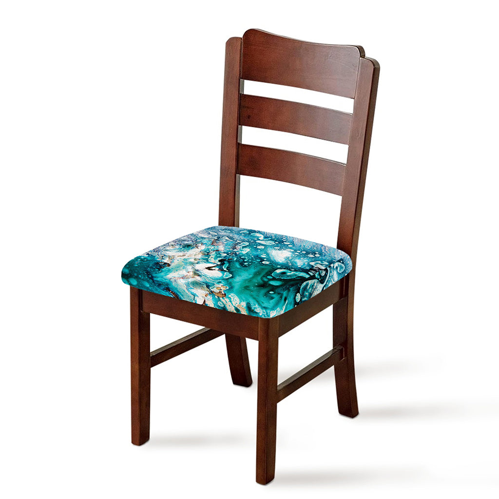 Blue Ocean Acid Melt Print Chair Cushion Cover
