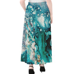 Blue Ocean Acid Melt Print Chiffon Maxi Skirt