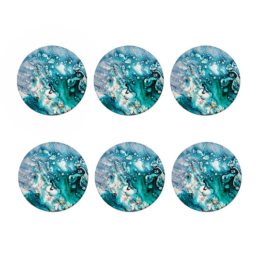 Blue Ocean Acid Melt Print Coaster Set