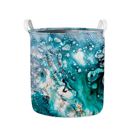 Blue Ocean Acid Melt Print Collapsible Laundry Basket