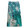 Blue Ocean Acid Melt Print Cotton Front Slit Maxi Skirt