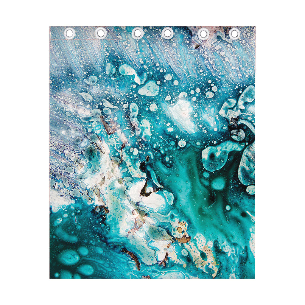 Blue Ocean Acid Melt Print Curtain