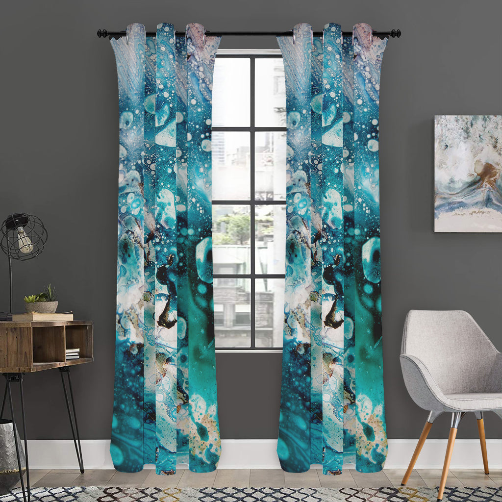 Blue Ocean Acid Melt Print Curtain