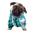 Blue Ocean Acid Melt Print Dog Zip Up Hoodie