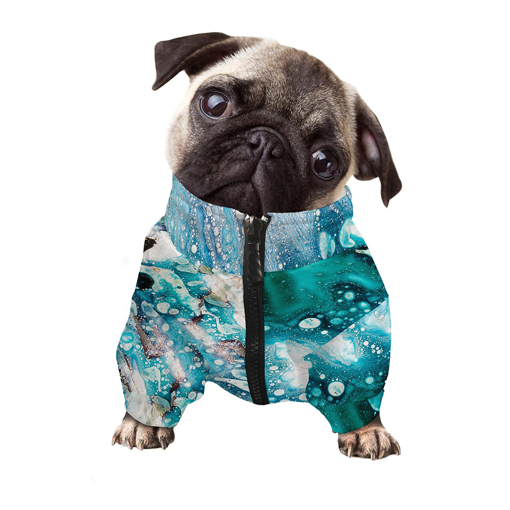 Blue Ocean Acid Melt Print Dog Zip Up Jacket