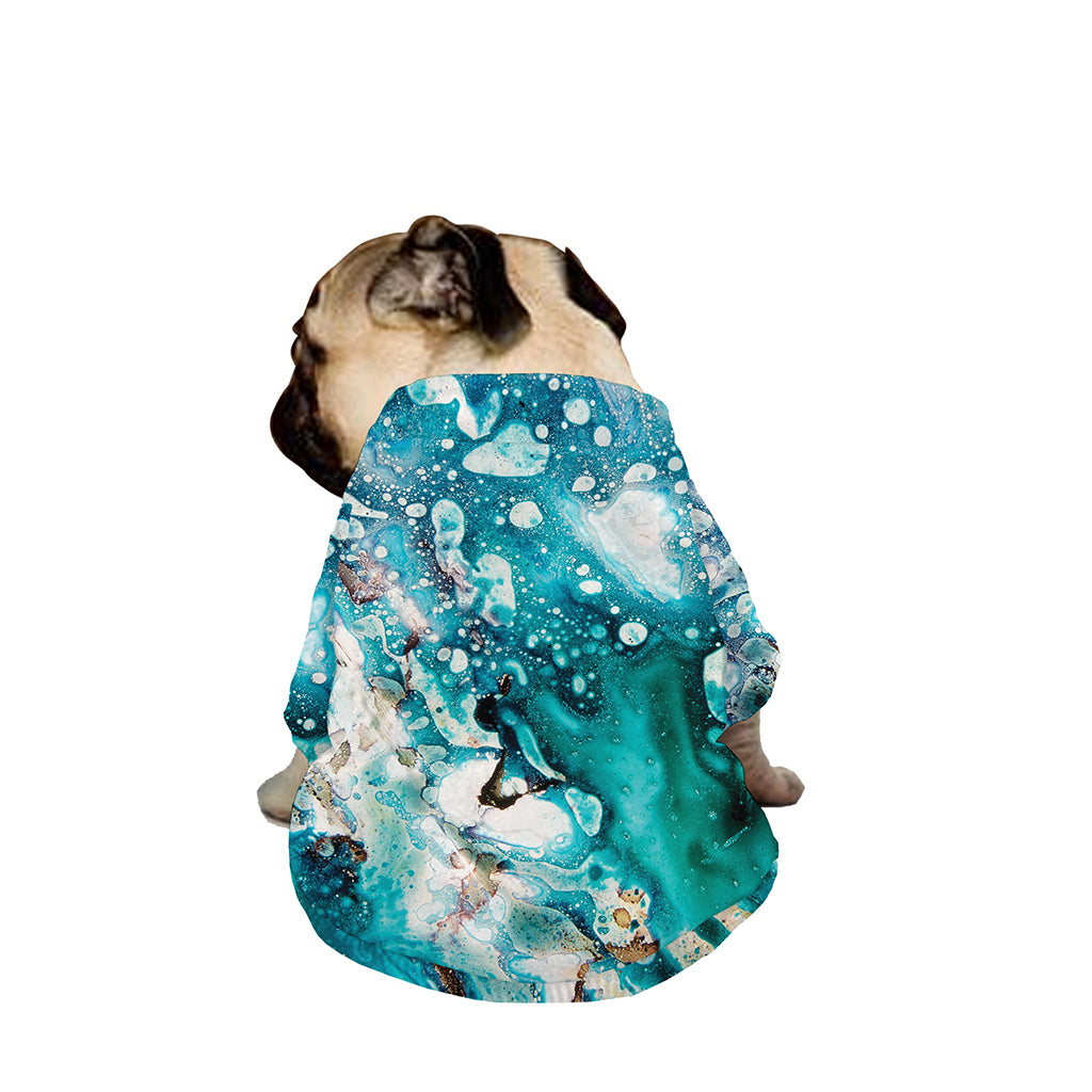 Blue Ocean Acid Melt Print Dog Zip Up Jacket