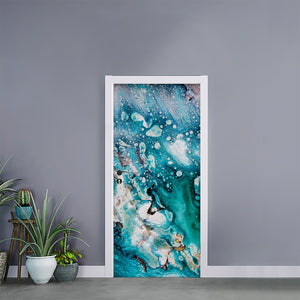 Blue Ocean Acid Melt Print Door Sticker