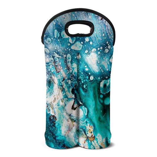 Blue Ocean Acid Melt Print Double Neoprene Wine Tote