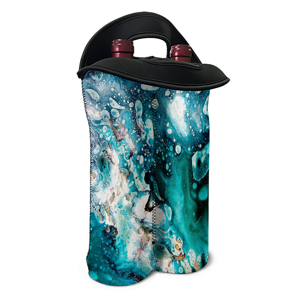 Blue Ocean Acid Melt Print Double Neoprene Wine Tote
