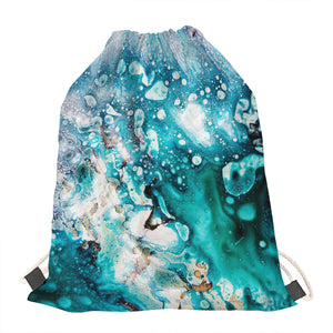 Blue Ocean Acid Melt Print Drawstring Bag