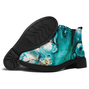 Blue Ocean Acid Melt Print Flat Ankle Boots