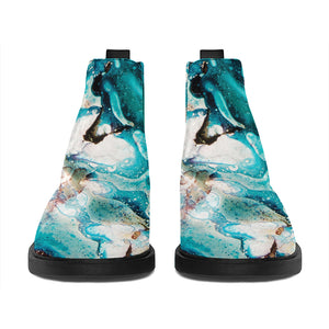 Blue Ocean Acid Melt Print Flat Ankle Boots