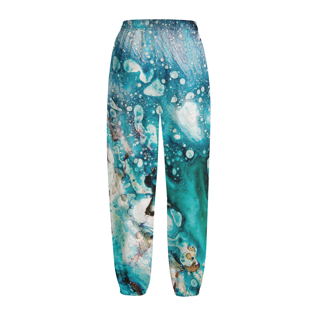 Blue Ocean Acid Melt Print Fleece Lined Knit Pants