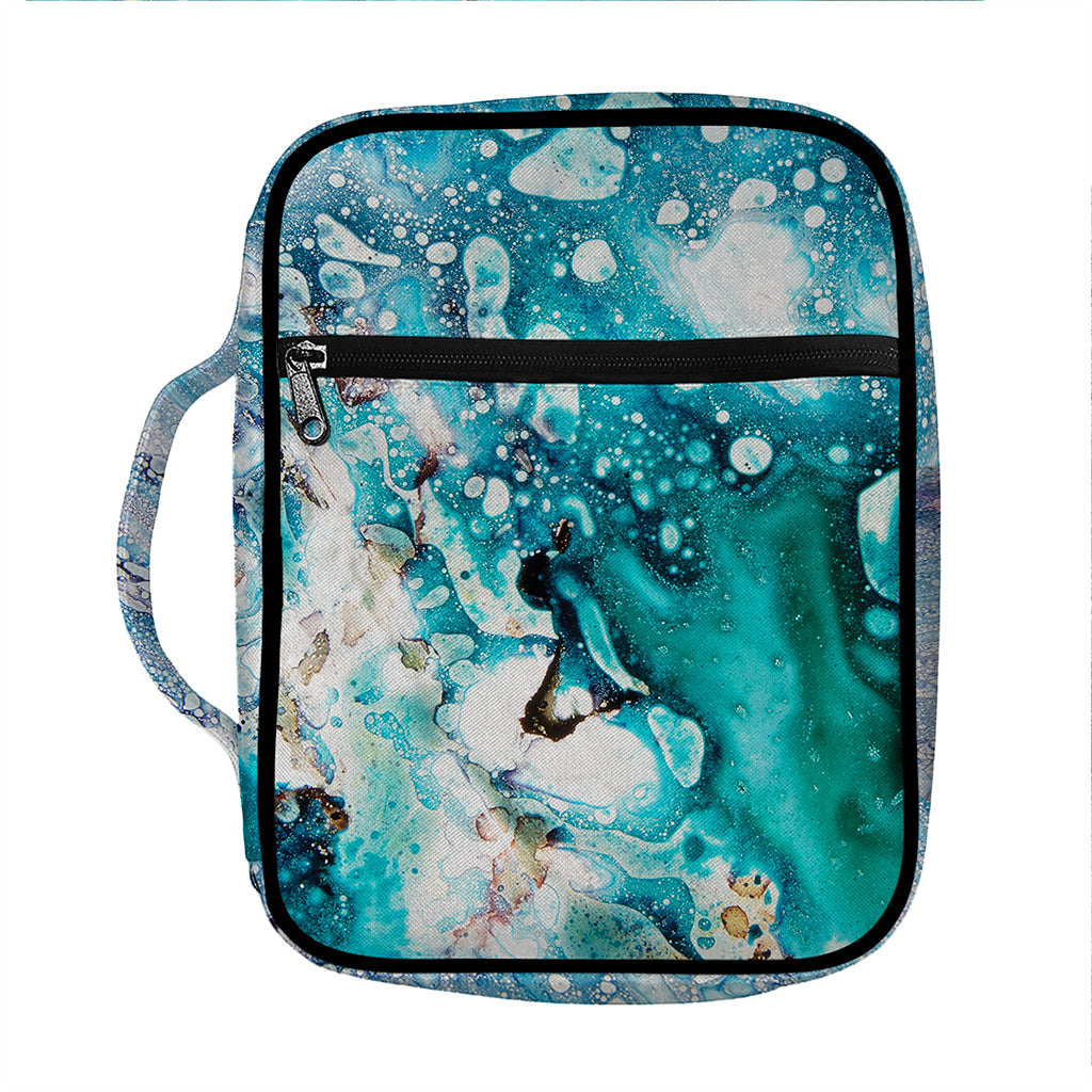 Blue Ocean Acid Melt Print Front Pocket Bible Bag