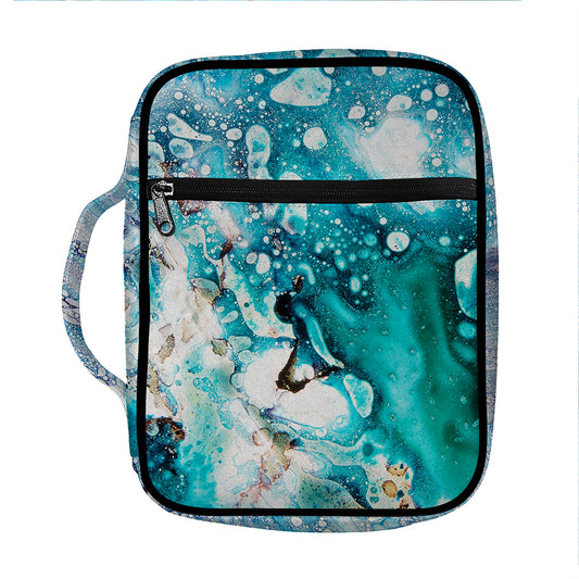 Blue Ocean Acid Melt Print Front Pocket Bible Bag