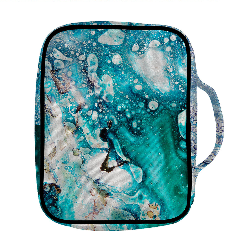 Blue Ocean Acid Melt Print Front Pocket Bible Bag