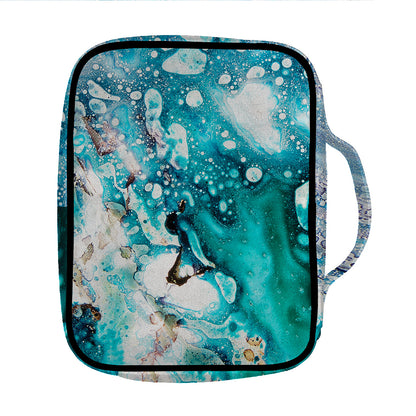 Blue Ocean Acid Melt Print Front Pocket Bible Bag