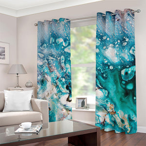 Blue Ocean Acid Melt Print Grommet Curtains