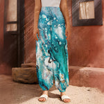 Blue Ocean Acid Melt Print Harem Pants