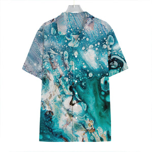 Blue Ocean Acid Melt Print Hawaiian Shirt