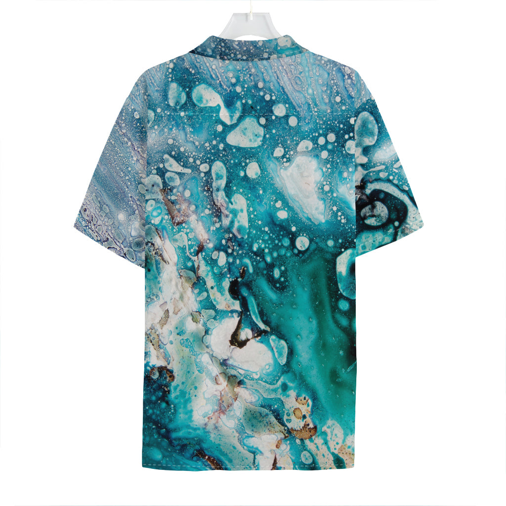 Blue Ocean Acid Melt Print Hawaiian Shirt