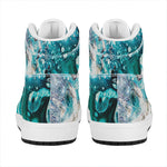 Blue Ocean Acid Melt Print High Top Leather Sneakers