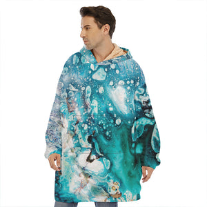 Blue Ocean Acid Melt Print Hoodie Blanket