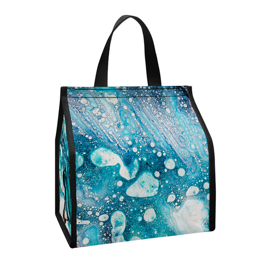 Blue Ocean Acid Melt Print Insulated Lunch Tote