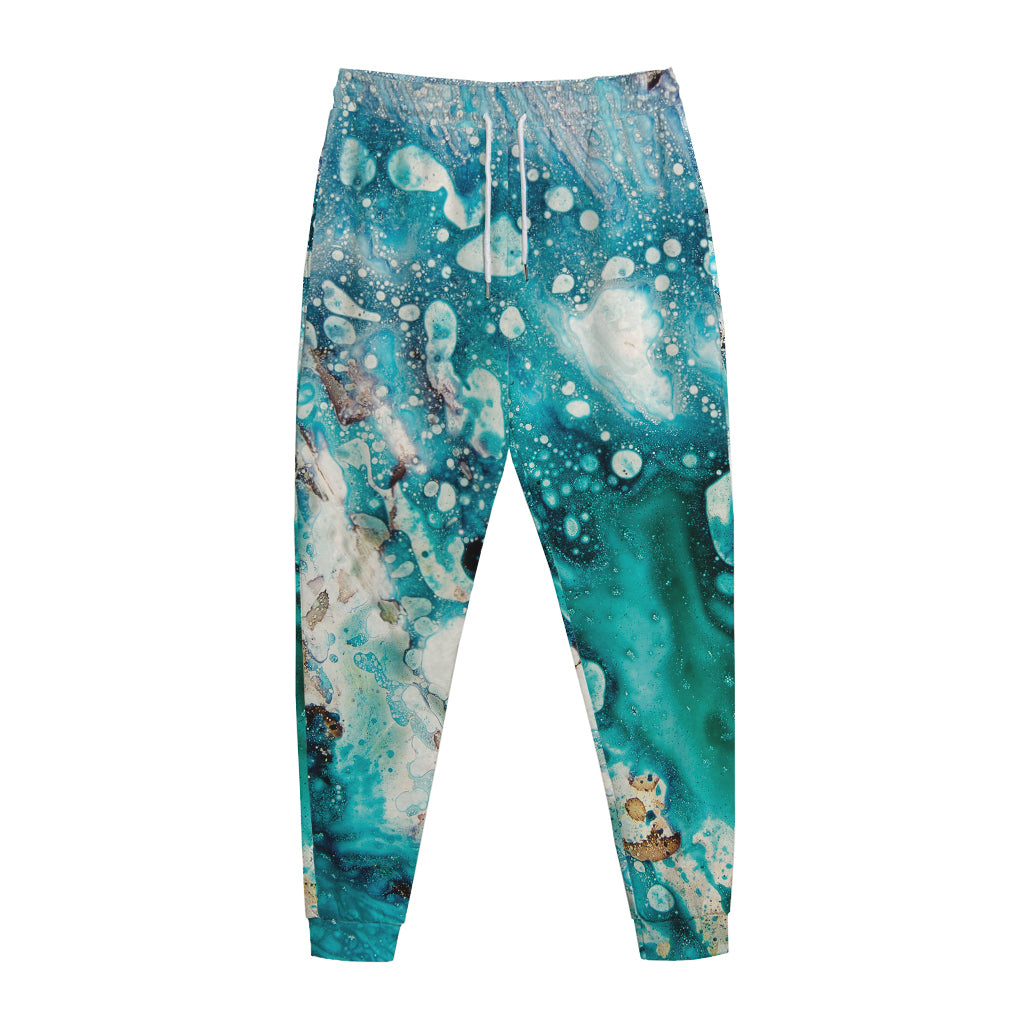 Blue Ocean Acid Melt Print Jogger Pants