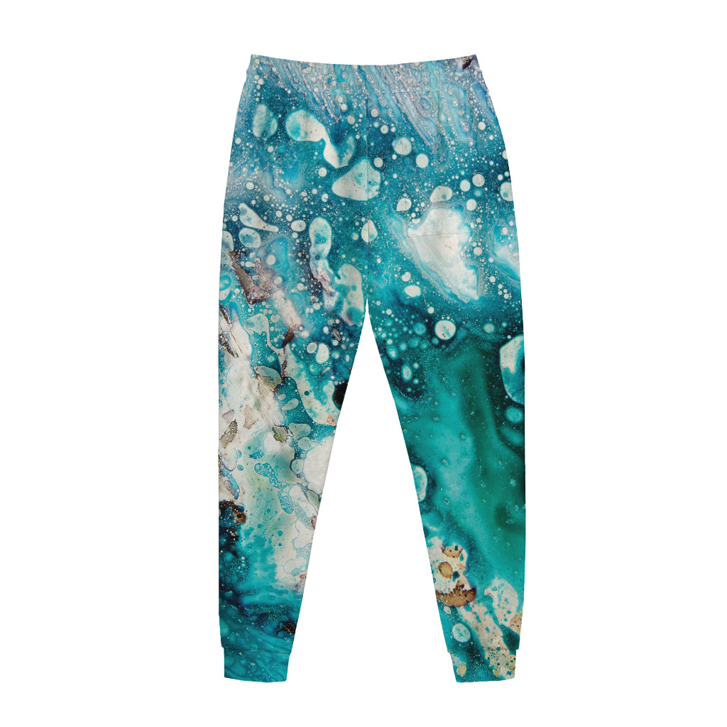 Blue Ocean Acid Melt Print Jogger Pants