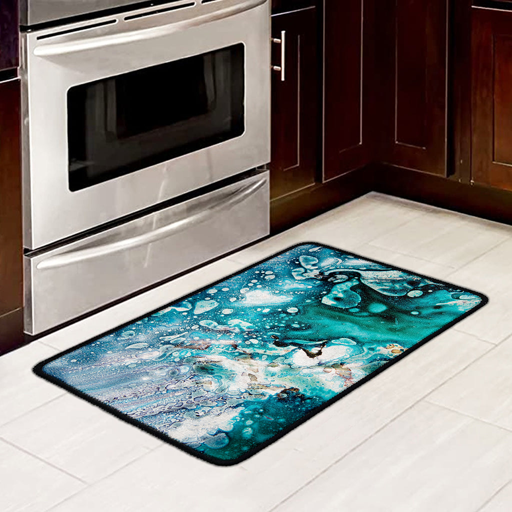 Blue Ocean Acid Melt Print Kitchen Mat