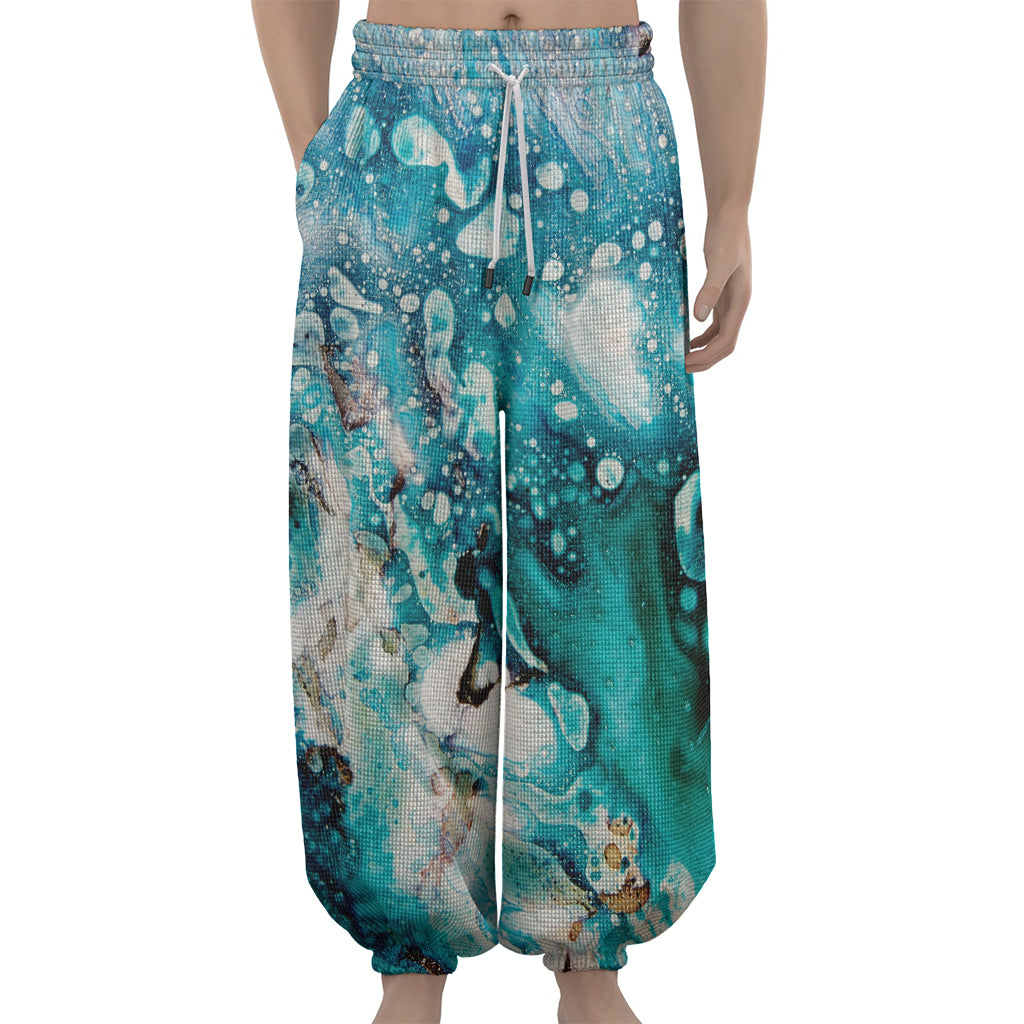 Blue Ocean Acid Melt Print Lantern Pants