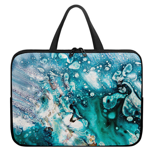 Blue Ocean Acid Melt Print Laptop Sleeve With Handle