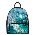Blue Ocean Acid Melt Print Leather Backpack