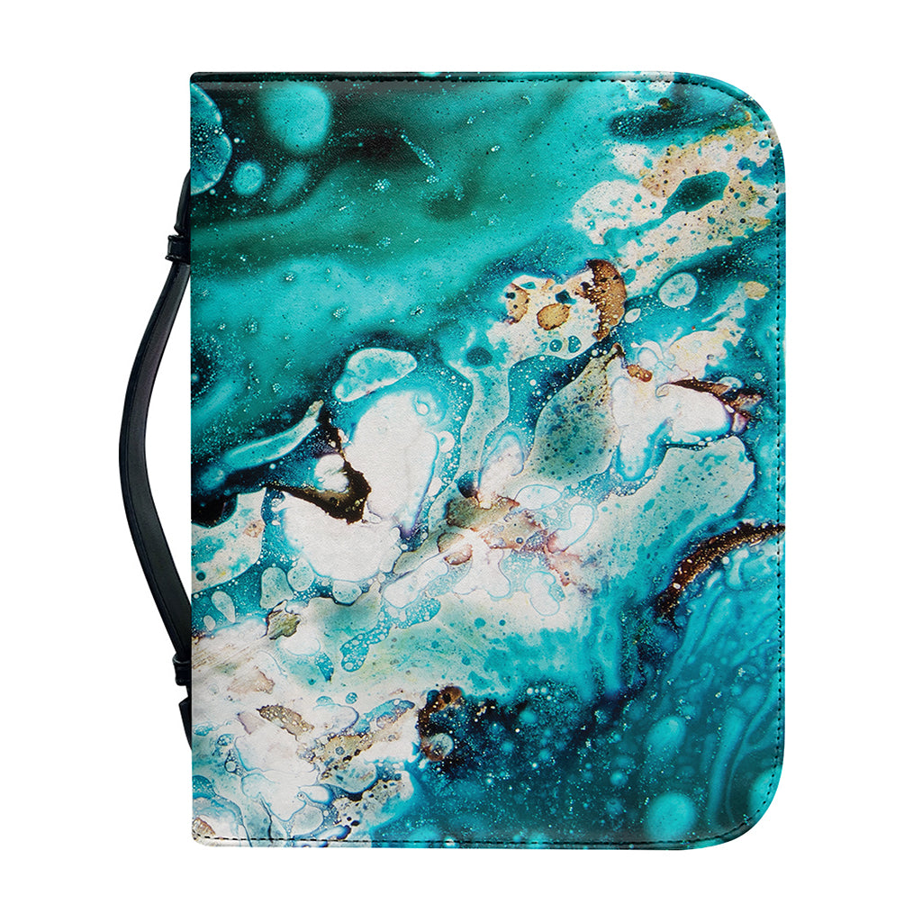 Blue Ocean Acid Melt Print Leather Bible Cover