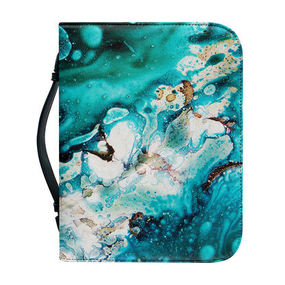 Blue Ocean Acid Melt Print Leather Bible Cover