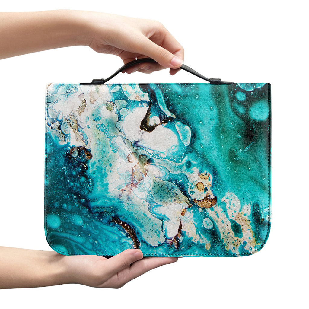 Blue Ocean Acid Melt Print Leather Bible Cover